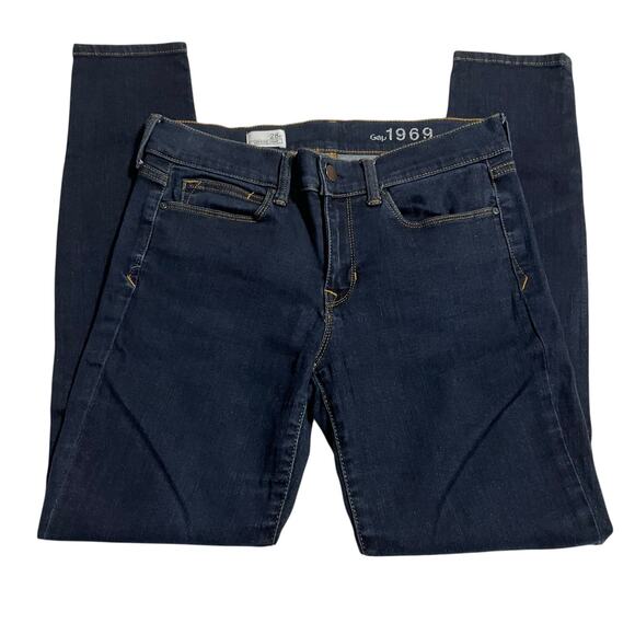 Gap 1969 Womens Jeans Size 28 Legging Jean Mid Rise Dark Wash Zip Fly Blue Denim - Picture 4 of 11